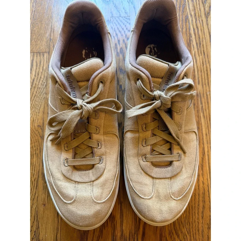 Lululemon Cityverse Canvas Sneakers Tan Khaki Low Top Shoes Mens 11.5 LM9AS9S